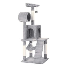 51" Cat Tree with Hammock and Scratching Post Tower, Lightgray