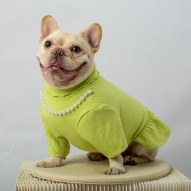 Pet Solid Color Bottoming Shirt High Collar (Option: Green-XL)