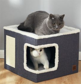 Cloth Cube Cat Nest Foldable (Option: Gray-41X41X35cm)