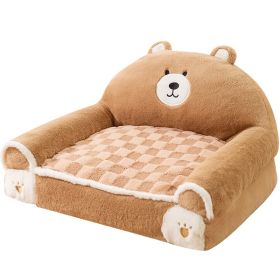 Small And Medium-sized Dogs Teddy Bichon Winter Warm Dehaired Angora Dog Bed Cat Sofa (Option: Brown Bear-55x45cm)