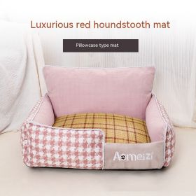 Removable And Washable Pet Bed Four Seasons Universal (Option: Red-With Mat Cover-S)