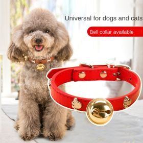 Leather Pet Collars Pet paw print bone alloy bell collar dog collar Best Santa Xmas Gifts cat collar (Color: Pink, size: M)