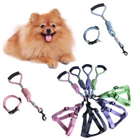 1 Set Pet Supplies Pet Chest and Back Cover Linen Plain Handle Round Rope Explosion-proof Punch Adjustable Traction Rope (Color: Green, size: 1)