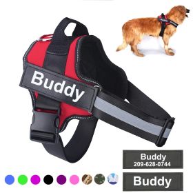 Personalized Dog Harness NO PULL Reflective Breathable Adjustable Pet Harness Vest For Small Large Dog Custom Patch Pet Supplies (Color: Red, size: XXL)