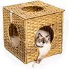 Mewoofun Handmade Cat Supplies Cat House for Indoor Woven Rattan Designed Pets