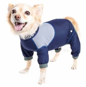 Dog Helios 'Tail Runner' Lightweight 4-Way-Stretch Breathable Full Bodied Performance Dog Track Suit (Color: Blue, size: X-Small)