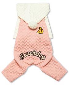 Touchdog Fashion Designer Full Body Quilted Pet Dog Hooded Sweater (Color: Pink/White, size: X-Small)