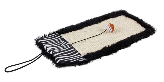 Pet Life 'Scrape-Away' Eco-Natural Sisal And Jute Hanging Carpet Cat Scratcher With Toy (Color: Black)