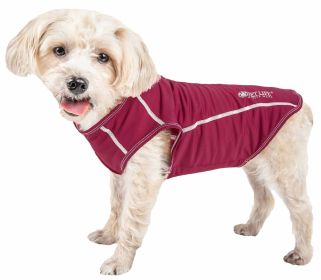 Pet Life Active 'Racerbark' 4-Way Stretch Performance Active Dog Tank Top T-Shirt (Color: Maroon, size: small)