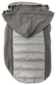 Pet Life 'Apex' Lightweight Hybrid 4-Season Stretch and Quick-Dry Dog Coat w/ Pop out Hood (Color: Grey, size: medium)