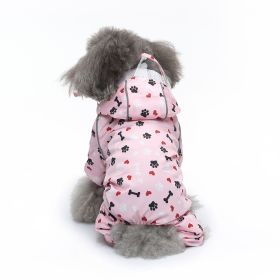 Pet Sound Dog Raincoat Four-legged Reflective Raincoat Pattern Dog Four Seasons Universal (Option: YY36 Love Bone-XS)