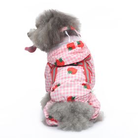 Pet Sound Dog Raincoat Four-legged Reflective Raincoat Pattern Dog Four Seasons Universal (Option: YY34 Strawberry-S)