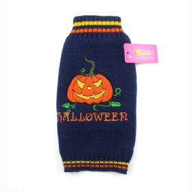 Pumpkin Sweater Dog Clothes Halloween (Option: Navy Blue New Pumpkin-XS)