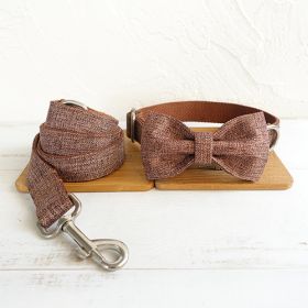 Pet Bow Dog Collar Leash Set Thick Double-layer Tear-resistant Dog Collar (Option: Brown Suit-S)