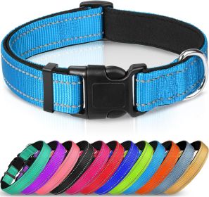 Adjustable Reflective Nylon Webbing Dog Collar (Option: sky blue-M)